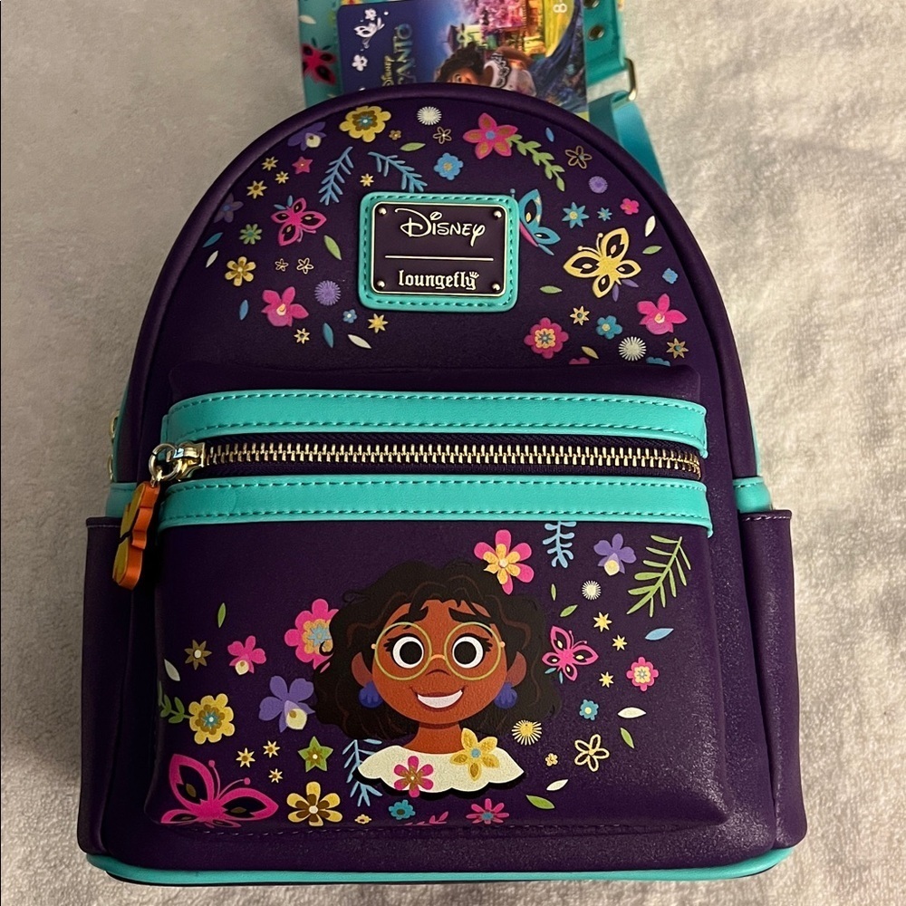 Disney Encanto Loungefly Purple Floral Mini Backpack